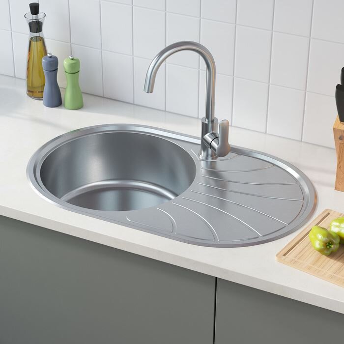 Кухонная мойка Iddis Suno S SUN77SLi77 77*48 сатин L с крылом