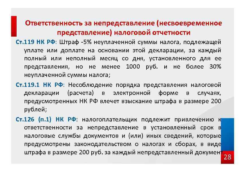 Нарушение установленного способа представления налоговой декларации (расчета)