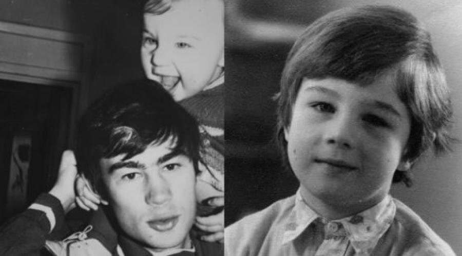 Сергей Бодров в детстве, с отцом (слева).