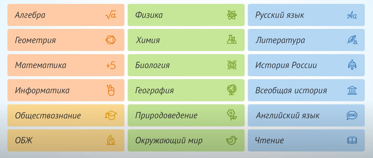 Вы можете изучать все предметы по стандартной школьной программе