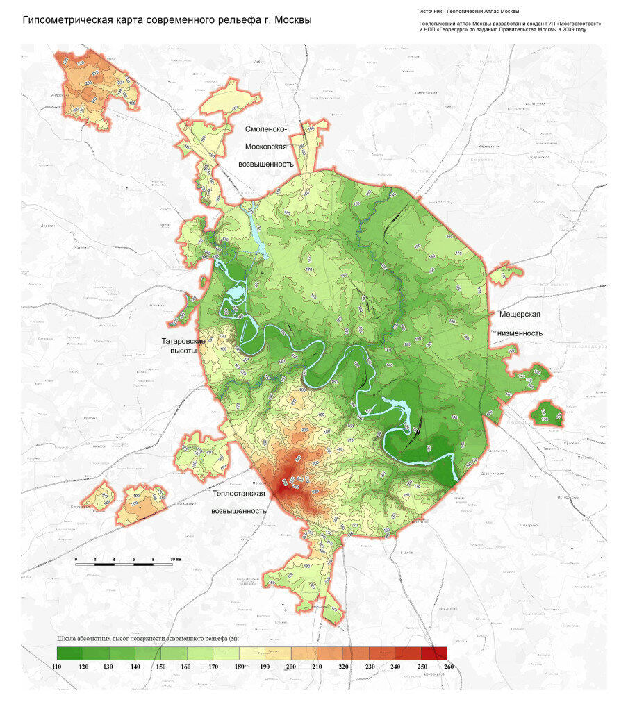 Рельеф Москвы. Фото из Геологического Атласа Москвы. Создан в 2008 году по заказу Правительства Москвы в ГУП Мосгоргеотрест и НПП Георесурс. Фото с сайта s30866075385.mirtesen.ru