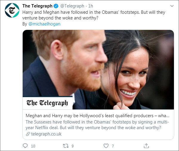 Анонс статьи Майкла Хогана в твиттере The Telegraph (https://twitter.com/Telegraph)