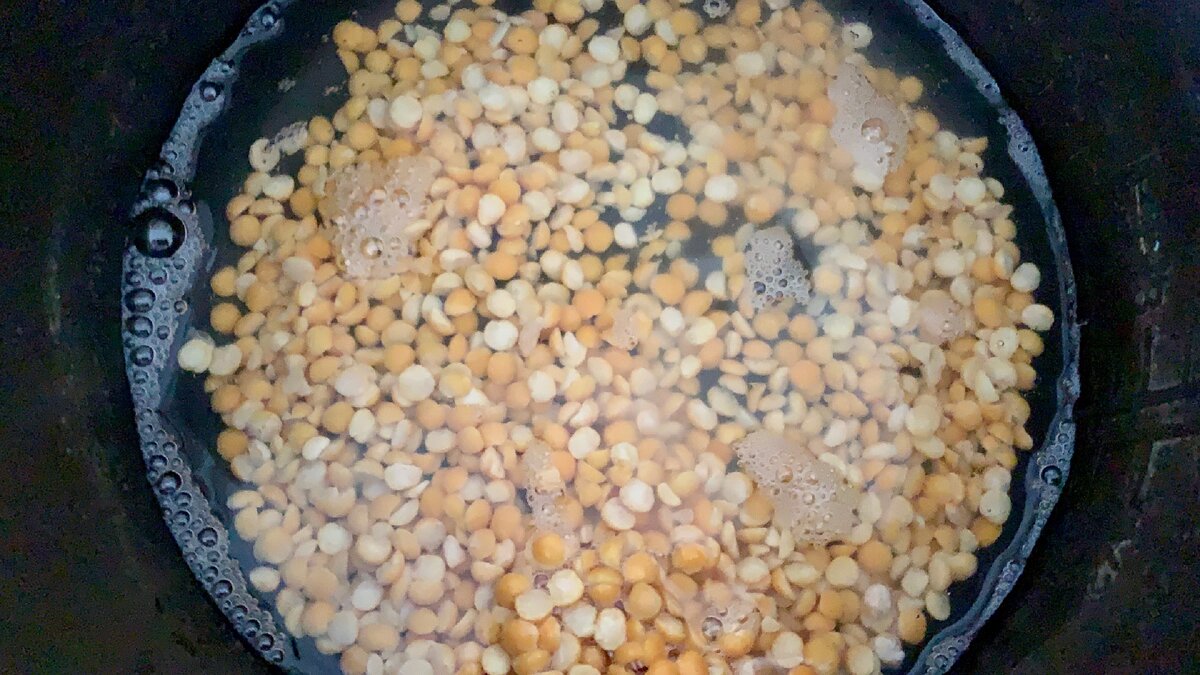 Промытый горох в мультиварке 