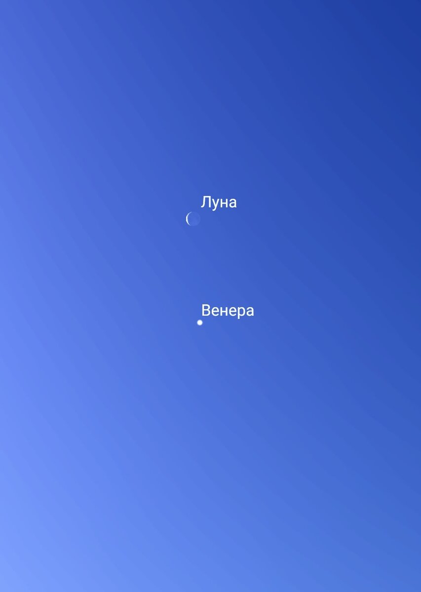  Соединение Луны и Венеры днем 14 сентября 2020 года с помощью программы Stellarium  