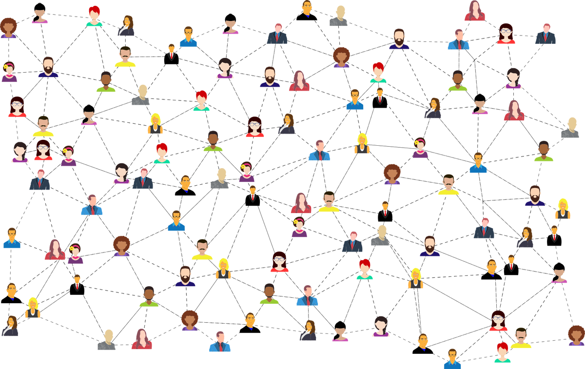   Граф социальных связей различных людей в обществе. Источник:  pixabay.com