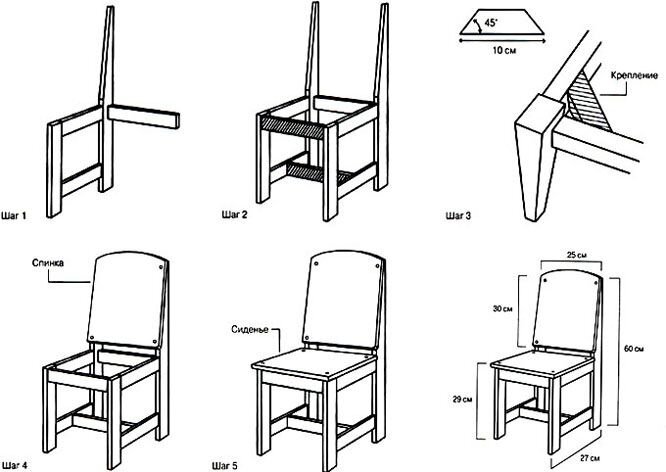 Стул из дерева своими руками - фото, чертежи и ход работы