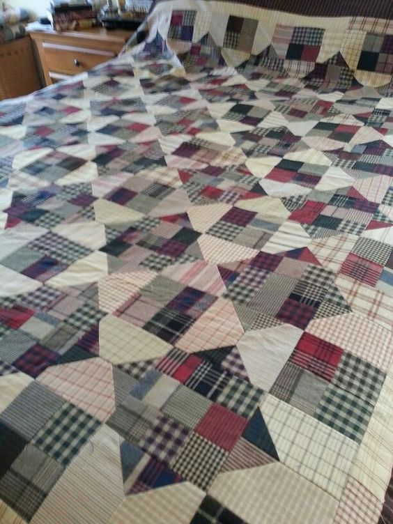 Patchwork Quilt with Flannel and Plaid Patterns