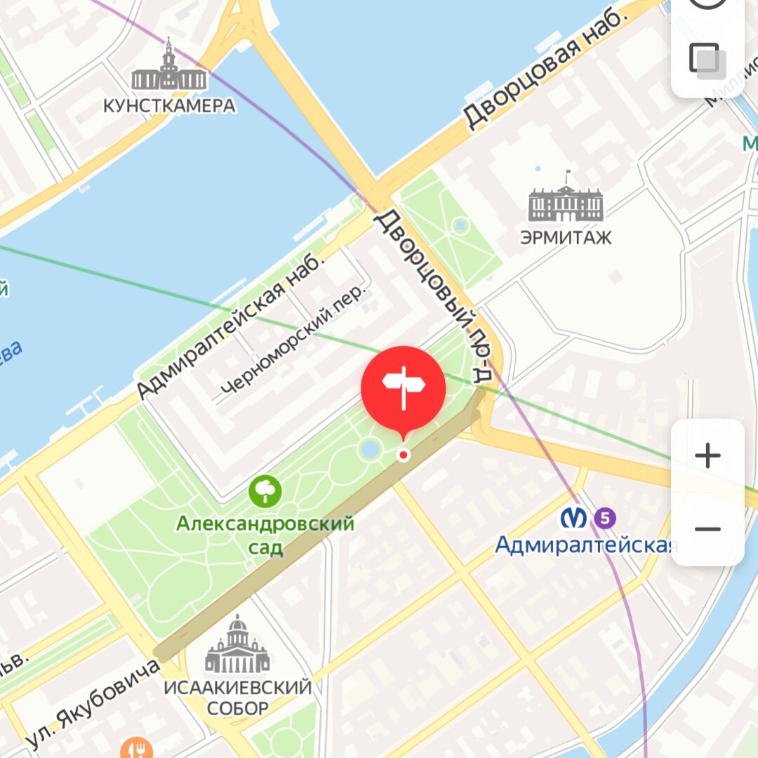 Скриншот Яндекс.Карты. Точка обозначает нужное место