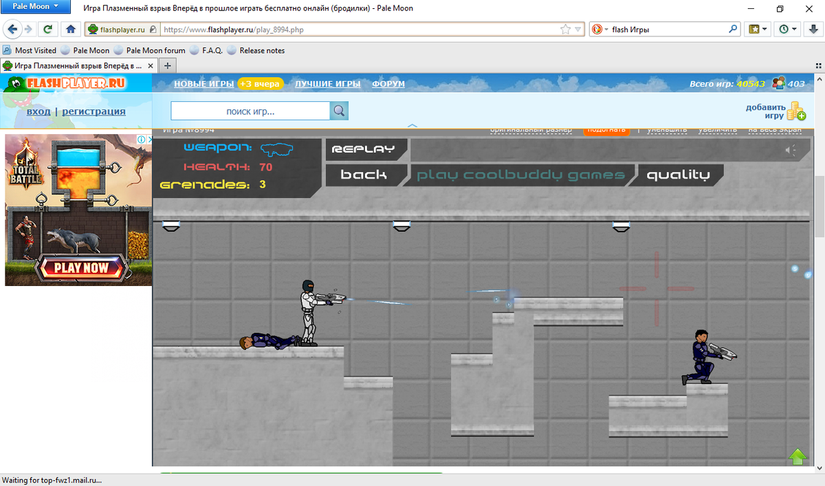 Игра на flash запущенная в браузере Pale Moon