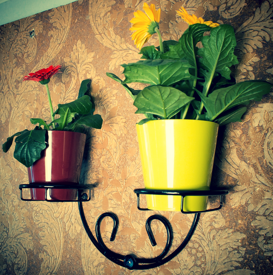 Кованая настенная подставка для цветов.