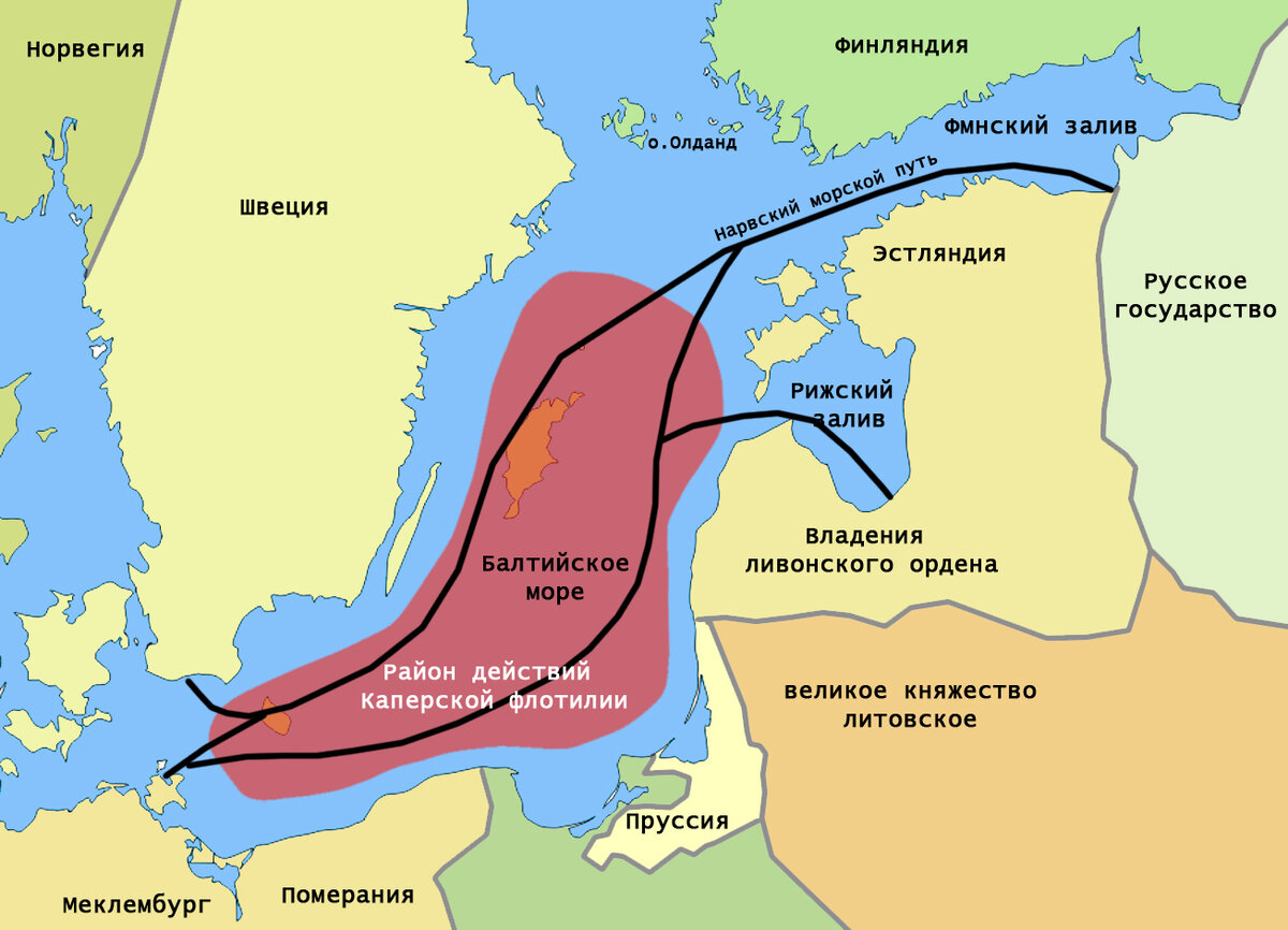 Карта балтийского моря с территориальными водами и странами