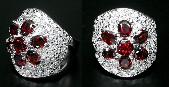 Кольцо из серебра 925-ой пробы с гранатом и цирконами.

Размер 17.