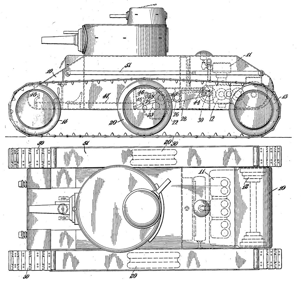 Таким изначально предполагался Christie M1919 Medium Tank. Подвески у него не имелось от слова совсем.