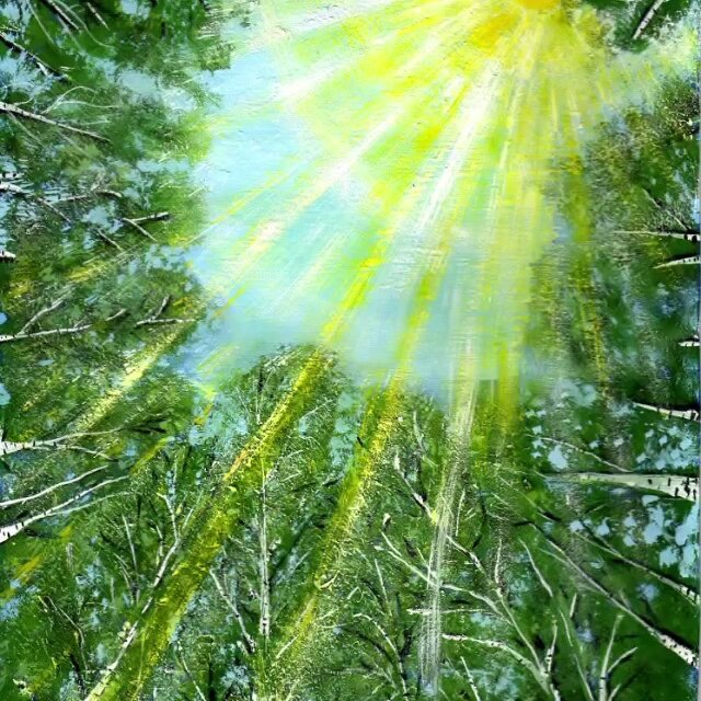 Рисунок дочери. Летний день в лесу. 