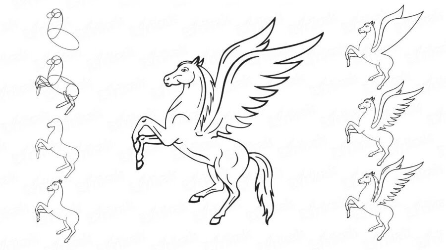 Как нарисовать лошадь поэтапно | Рисунок лошади карандашом