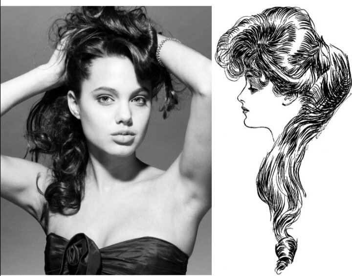 Слева Анджелина Джолли, справа Эвелин Несбит, коллаж автора.