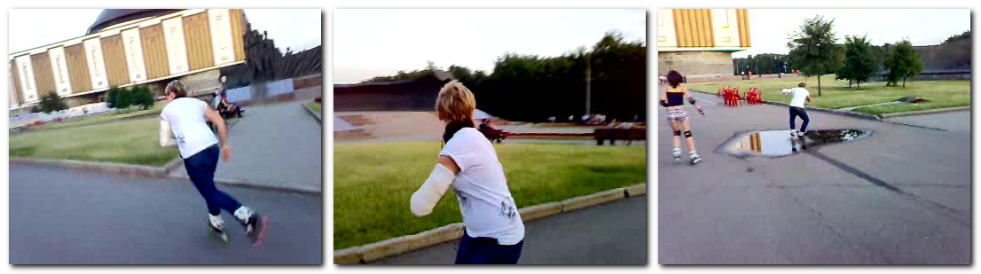 12.07.2009. Фиса с рукой в гипсе катается на Поклонной горе (Nokia N73)