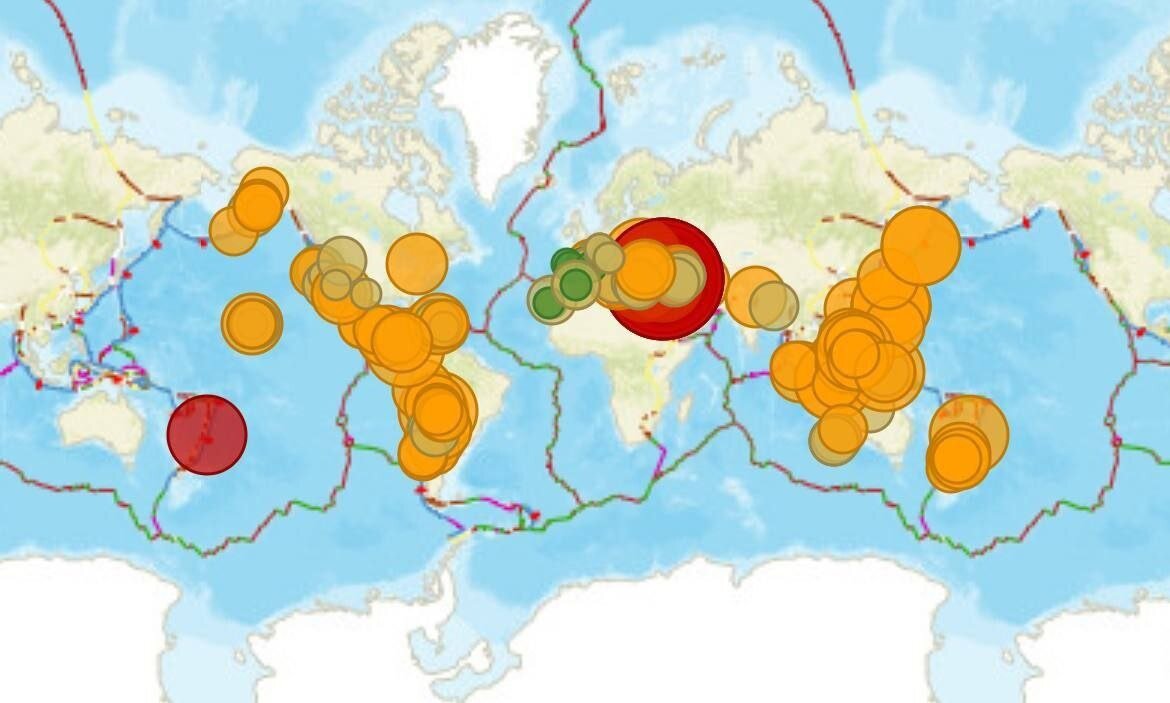 Карта сейсмической активности мира