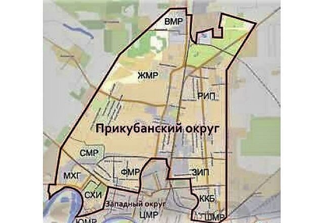 Карта прикубанского округа краснодара с улицами и домами подробно