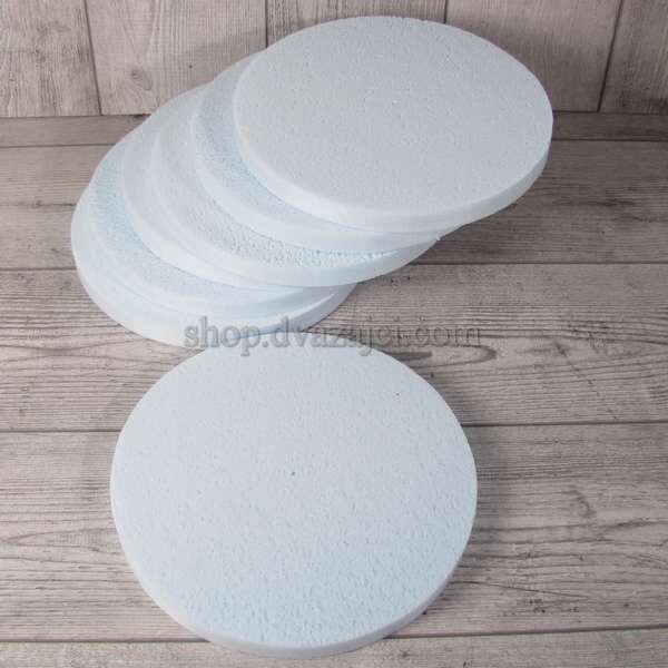 Как сделать подложку для торта своими руками из пенопласта? Помимо пенопласта, можно использовать и пенополистирольные плиты (пеноплэкс), но только для тортов с массой до 1 кг. Для изготовления подложки нужен:

пенопласт или пеноплэкс;
канцелярский нож (если такового нет, то можно взять обычный кухонный, но его предварительно нужно прогреть на солнце);
пищевая пленка;
мелкая наждачка;
двусторонний скотч;
декоративная атласная лента по толщине основного материала.
Теперь можно сделать подложку для торта своими руками, следуя инструкции:

Вырезать из пенопласта круг или любую другую фигуру, в зависимости от дизайна самого торта.
Как сделать подложку для торта своими руками

 Обработать края заготовки наждачной бумагой.
Завернуть вырезанный круг в пищевую пленку, чтобы съедобный торт не соприкасался с пенопластом (последний имеет свойство крошиться).
Теперь можно оформить подложку в зависимости от дизайна торта. Для декора можно использовать атласную ленту (ею обернуть край изделия), фольгу, мастику.