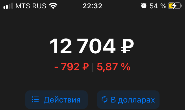 Стоимость портфеля по данным брокера ВТБ (брокер немного хитрит, когда включает уплаченную комиссию в стоимость активов) 