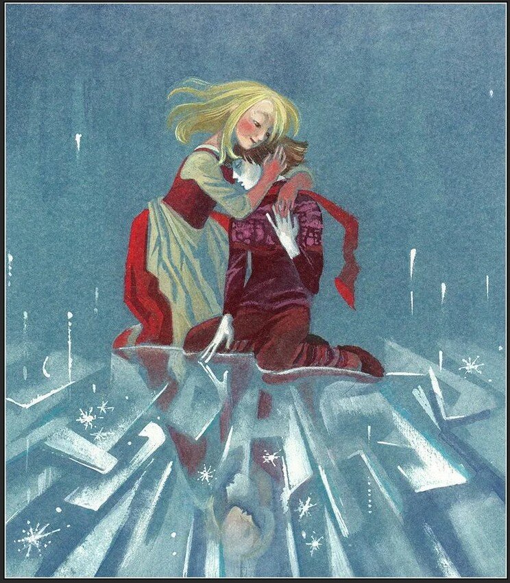 Посмотрите, как трогательно и нежно... Видно что Герда очень любит Кая. Она преодолела столько препятствий, чтобы найти и спасти его!