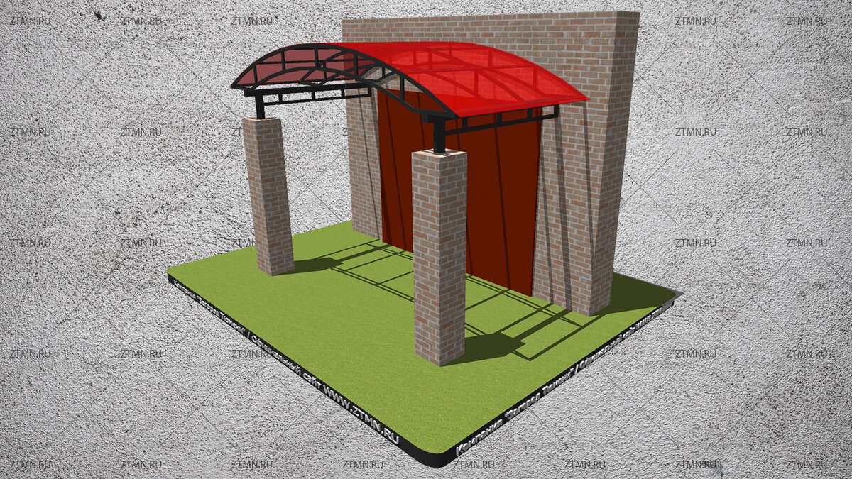 Изометрический вид навеса из поликарбоната