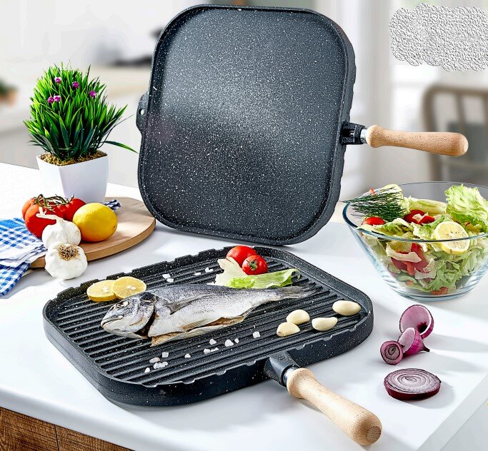 Дно и стены сковороды издают сильный жар в момент разогрева, что порождает эффект духового шкафа. 