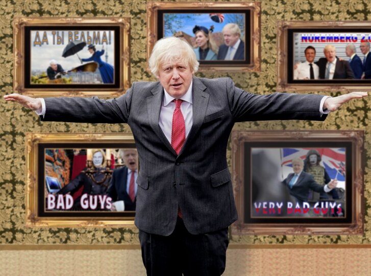 Коллаж-мем "Борискин в галерее Миры Ка́ртиной". Использованы изображения с сайта www.direktno.hr и из других открытых источников