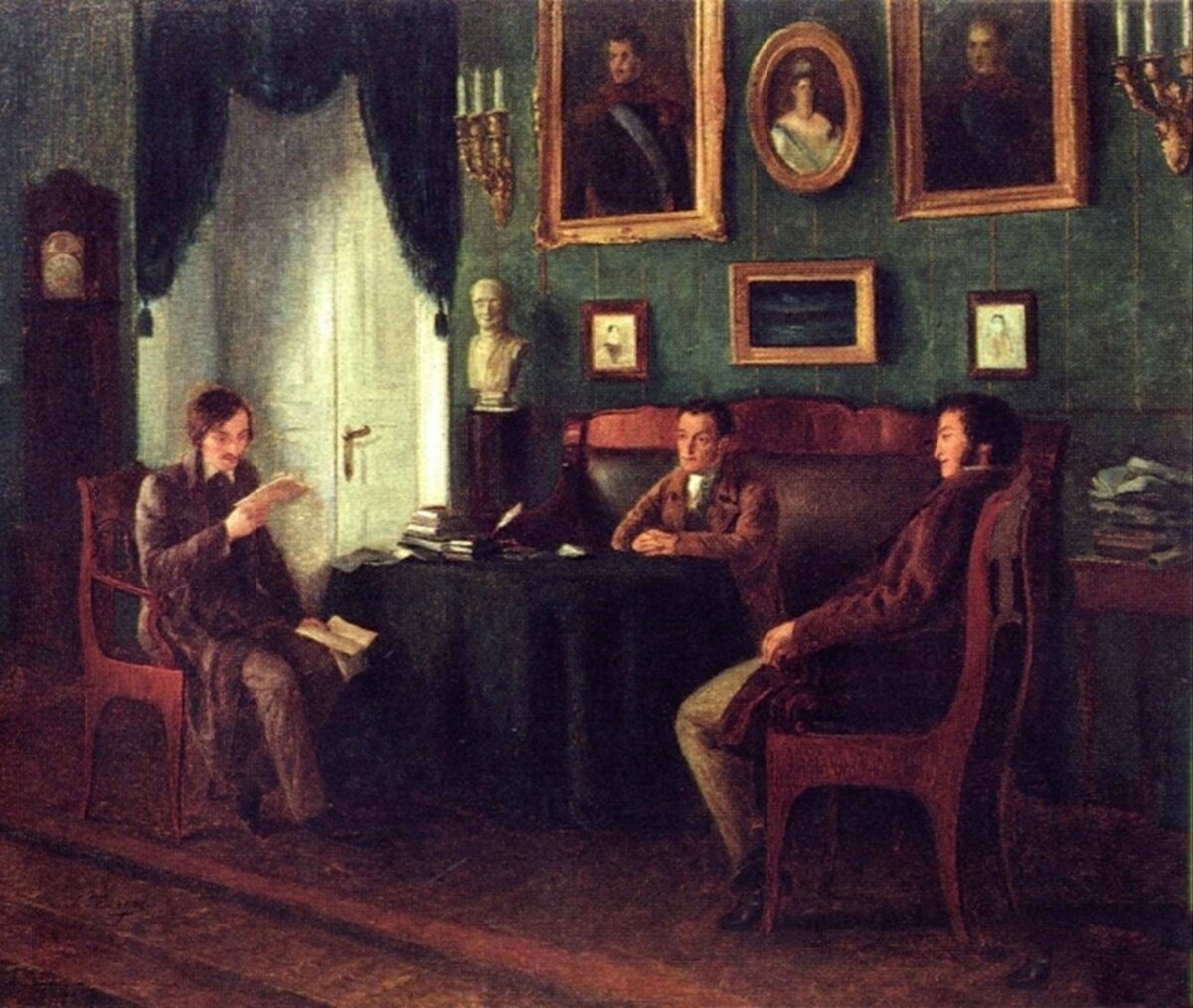 геллер пушкин, жуковский и гоголь в царском селе. писатели обсуждали. горький 20 октября 1920 года". геллер. гоголь и жуковский у пушкина.