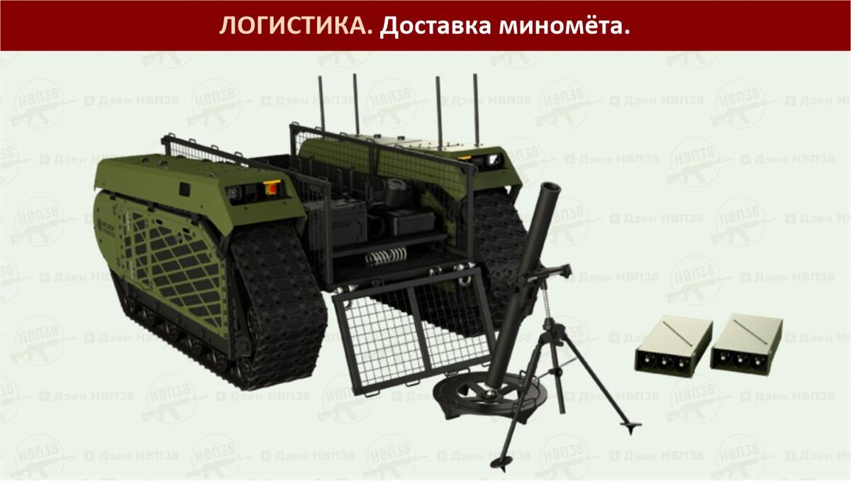 Миноносец THeMIS был приспособлен для установки миномета калибром до 81 мм. Грузовая платформа оснащена специально разработанной системой подвески для безопасной транспортировки и утилизации миномета, дополнительного оборудования и боеприпасов, что делает ее быстро развертываемой на пересеченной местности. Основная цель этой системы - обеспечить материально-техническую поддержку и неприцельный огонь для маневренных сил.