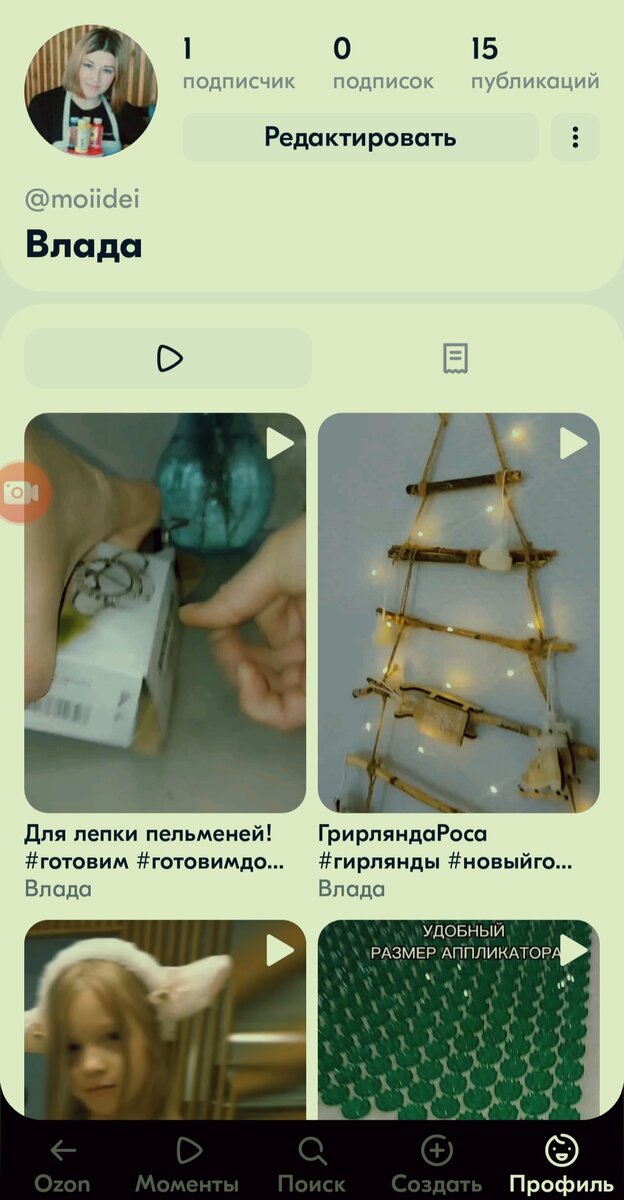 Мой профиль в озон моментах 