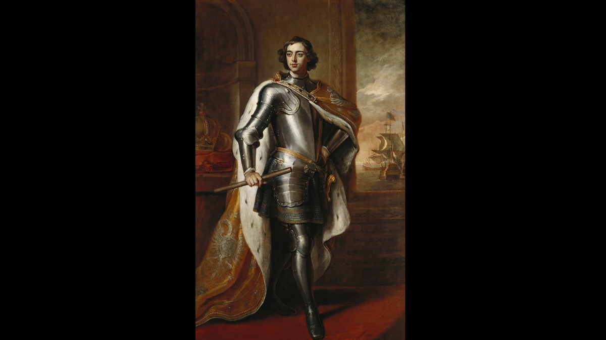 26-летний Пётр I. Портрет кисти Готфрида Кнеллера был подарен Петром в 1698 году английскому королю. Авторство: Кнеллер, Готфрид. www.royalcollection.org.uk/collection/405645/peter-the-great-tsar-of-russia-1672-1725, Общественное достояние, https://commons.wikimedia.org/w/index.php?curid=920701