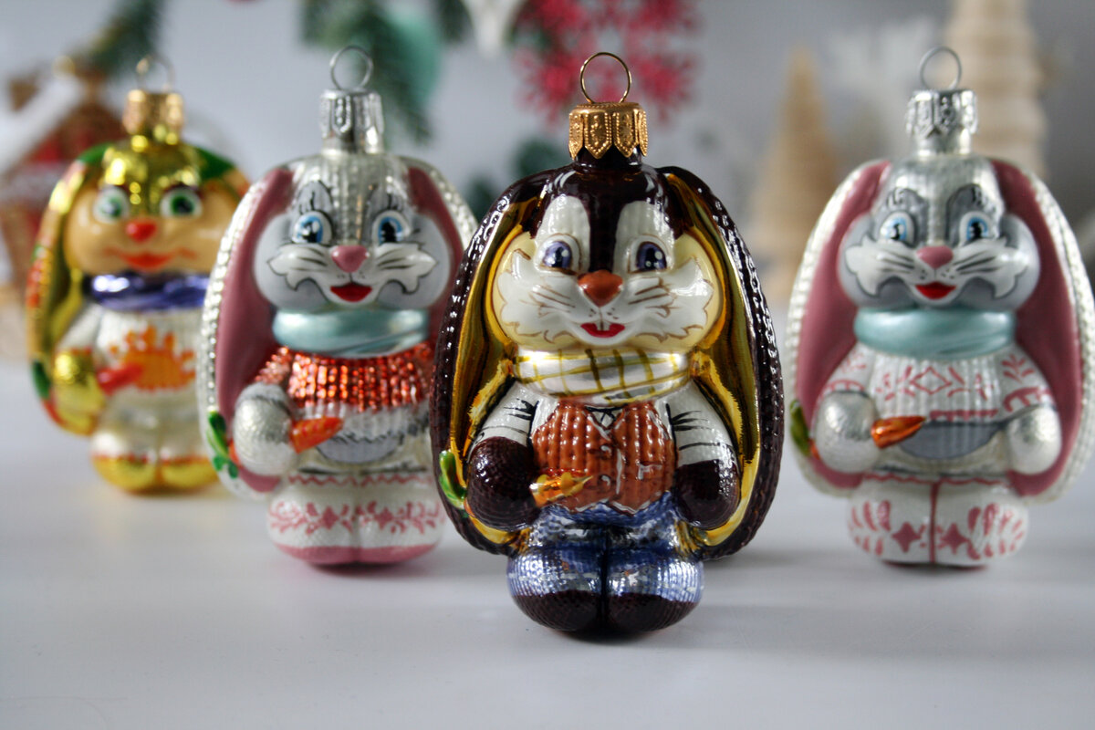 Елочные игрушки Глаз-Алмаз коллекция фактурных Зайчиков