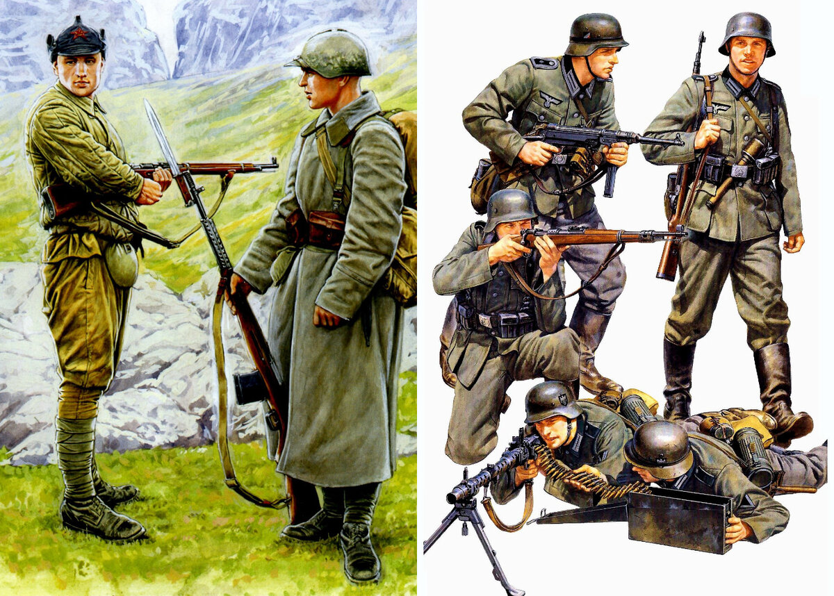 Бойцы РККА и солдаты вермахта перед 1941 годом.