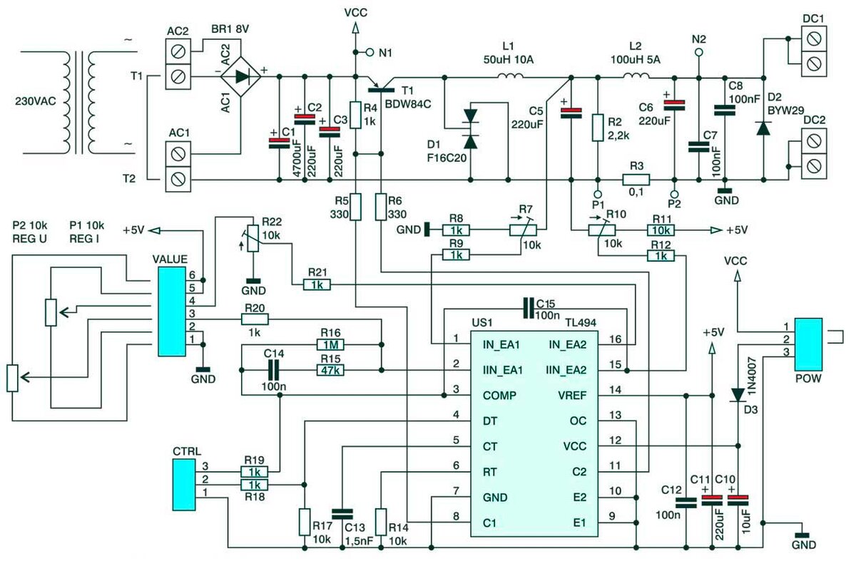 ПРЕОБРАЗОВАТЕЛЬ 12-220 НА TL494