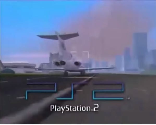 Главный герой выстрелил из ракетомёта в самолет.