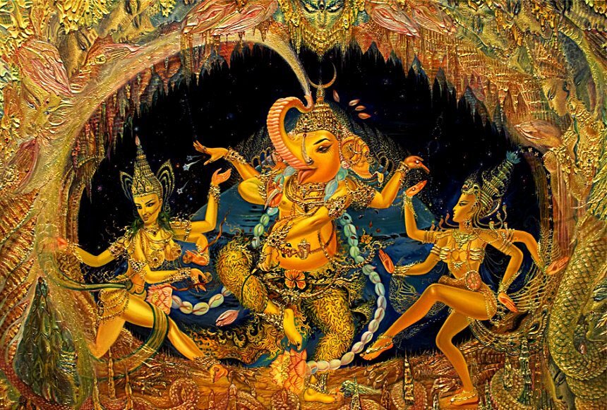 Картина Уджвала Ниламани

22.08.2020 
Двадцать Восьмая Силио – Завершение Первой Магнитной Луны Цели Года Лунной Бури КА КАУАК - Устрой пути моей Души, моего Духа и моей тени, дабы был я снаряжён, так, чтобы cмог я воссиять как снаряжённый, проложи мне путь к месту, в котором Нуит, Хадит, Ра Хор Хуит, Тум, Хепра и Ахатхор и шесть в одном имени Арарита….

Винаяка Чатурдхи, День явления ГАНЕШИ

...Откуда то придут Огни,
Одни они, придут в Зените,
Как целое короткой Нити,
Повсюду Бог, а там где Небо,
Совсем темно моей печали.
Два Ангела не прячут крыльев,
И сны застыли зимой холодной,
Мы так свободны и не слышим,
Когда по очереди дышим...
(Ты и я… Пикник)

Башня Спектральной Бесконечности – Кодон 44 – «Время Проникающее». Время наделяет Силой Принцип Динамического Построения:
Двойной Портал Галактической Активации – Электрический Соединитель Миров,  ОШ КИМИ (Марс)  с Космическим Солнцем, ОШЛАХУН АХАУ (Плутон) в Галактической Вертикали открывают – Десятидневный Туннель - Проход -
От установленной Цели к Балансу и Поляризации  - Кодон 59 – «РАСТВОРЕНИЕ». Сияние Пустоты – Дзен Бдение…
Десять дней - коридор порталов, множество возможностей для реализации и воплощения идей. Все благословения Ганапати, братика Сканды, мамы Лакшми и папы Шивы с нами….

Третья Ступень Волны Семени – Галактический Вдох Юпитера – Плазма СЭЛИ  - Сила Аватара – Земля – ХРАМ… Для Ведающих Рыцарей и ДАМ…
В  Едином Галактическом Звучании Электрического Пульсара Ощущений - Тона: 3 – 7 – 11 – 15 Йод - Спектр. Тона Творения: Электрический – Резонансный - Спектральный – Йод - Спектр: Активация – Сонастройка – Освобождение – Синтез: ОШ КИМИ (Марс) - УК ОК (Меркурий)  - ХУНЛАХУН ИШ (Мальдек)  - ГО' ЛАХУН (Планетарный Логос)
- Галактический Атом Времени объединяет всех в Единое телепатическое поле. Посредством ментальной фокусировки звуковые лучи кристаллического ядра ЦЗР спирально перетекают друг в друга, все больше сгущаясь, становясь оболочками света, а затем покровом материи….
И Электрического Обертонного Пульсара звучании – Резонанса понимании: Тона: 3 – 8 – 13. Тона Творения: Электрический – Галактический – Космический: ОШ КИМИ (Марс) - ВАШАК ЧУЭН (Венера) - ОШЛАХУН КИБ (Сатурн)
- Анахата представляет элемент Воздуха. Планета покровительница – Юпитер. Биджа мантра – ЯМ. Осязание. Дхьяни-будда: Элемент ветра / Амогхасиддхи. Всесовершающая мудрость. Скандха Воли. Мир людей. Мир форм (астральный мир). Лёгкость. Металл Олово…
- Будьте последними и будьте неамбициозными. Амбиция значит двигаться вверх. Вода течет вниз, она ищет более низкий уровень, она хочет быть ничем. Она не желает объявлять себя уникальной, исключительной, необыкновенной. У нее нет идеи эго….
- Время развивает структуру реальности - Друг Доброты и Добродетели - та, что должна прийти -Громаогласный Зов Советсти - Граалевые линии звёздных врат - Формула первичного звука -"Сияние великой молнии опоясало Звезду ЦИ в созвездии Ковша. Звезда словно Радуга...»
- Золотая Инволютивная пентаграмма – символизирует концентрацию жизненной силы необходимой для нейтрализации зла. Золотая Эволютивная пентаграмма – символизирует концентрацию жизненной силы необходимой для управления добром….

Я - галактический аккорд, от космического ключа разносящийся. Чудеса гармоник вечно расширяющихся, что по бесконечной Зувуйя странствуют  - те песни, которые я слагаю и та кристаллическая клятва, что произношу….

МАТЕРИНСКАЯ ПЛАТА для Мегакомпьютера Разума Мироздания на основе 16-ти ядерного процессора. Активация Четырёх Планов Бытия через Октавный Ряд Двадцати восьми Дневной Модели Телектонона Мудрости и Куба Сердца - КОДОН 44 – «ВРЕМЯ ПРОНИКАЮЩЕЕ». Время наделяет Силой Принцип Динамического Построения:

Тройная Космическая Нить -
1.Ключ РУНЫ УР Книги Вселенской Жизни - Кодон 28 - "ВРЕМЯ ПРОРЫВА". Космическое Сознание выходит за пределы Пространства.
Активация Ноосферной матрицы даёт соединение с Галактическим Логосом. Десятая чакра Космических законов, Куб Закона….

2. ОКТАВА 4 - Цепочка Двенадцатая
Руна УР 92 – «Единое Галактическое Искусство Становится Структурой Реальности».
Овладение Высшими Силами Телепатического Восприятия и Проецирования. Новый вид Сознания, поддерживающий Единство Света и Тьмы. Вот и прописалась Новая Реальность. ЦВЕТОК ЖИЗНИ – Символ Творения Вселенной и всего Сущего в ней, включая Человека. Единое Поле Сознания. Хрономатрица Земли. Луч «Звёздная Роза Мира». Луч синхронизации Времени. Световая Геометрия. Галактический разряд. «Кудель Мироздания». Модель Резонансного поля. Новая частота Звука. Печать «Образа Единого». Реальность Бога вернулась.

 3. Активация - ЕДИНАЯ СПЕКТРАЛЬНАЯ МАТРИЦА (Сварожий Круг). Четвёртый Чертог МИР (Явь)
КА-РУНА 29. «НАВЬ». Светлая Навь – СЛАВЬ.
Безграничное Сознание. Беспредельность. Связь с Истоком. Открытое Сердце. Сердце Богородицы. Высшая Красота. Весь Нотный ряд. Слияние Всех Знаний. Великое Предназначение. ВСЕЛЕНСКАЯ Матрица. Небесная Обитель Бога. Небесный Иерусалим.

…В пылающим светом ясном лотосе сокровенного все правила и законы, слои, измерения и уровни, огнедышащие сферы бытия и космические послания жизни, что становятся синхронными матрицами Чистого разума для сотворения любой формы и первозданной клетки….
…Если есть ровный путь, то мы идем по нему. Если есть неровный путь, то мы идем и по нему. Наши ноги не отягощаются тем, что им нужно идти по земле. Земля не отягощает ноги тем, чтобы по ней идти. Просто есть ходьба. Ни больше, ни меньше. Чрезвычайно обычная….

Плазма ДНЯ – 28 СИЛИО – Радужный МОСТ – В звучании ХРАИМ – Ость…
… Моя Роль завершить Дела Будды и украсить Землю  - Лотосоокими Цветами…
Я разряжаю ментальный электрон - нейтрон в центре Земли.
СВА-МИ… СВА-МИ… СВА-МИ…

Совместное движение черепашек по тоннелю Небес УР-АН – ЗЕМЛЯ…
Вы были рождены на Земле с целью постижения Универсальных законов Жизни….
Единое Галактическое Искусство становиться Структурой Реальности….
… Если Солнцем не можешь ты быть, будь смиренной планетой. Если не способен ты — подобно полуденному светилу — пламенеть на снеговых вершинах предвечной чистоты, избери, о начинающий, более смиренную долю….

"С изящно изогнутым хоботом,
Могущественно – сильно тёплый,
Сияющий Светом миллионов Солнц!
Прошу тебя:
– Препятствия всегда устраняй во всех моих праведных делах! "
ОМ!

В Здесь… БУДЬ – Суть!

3S