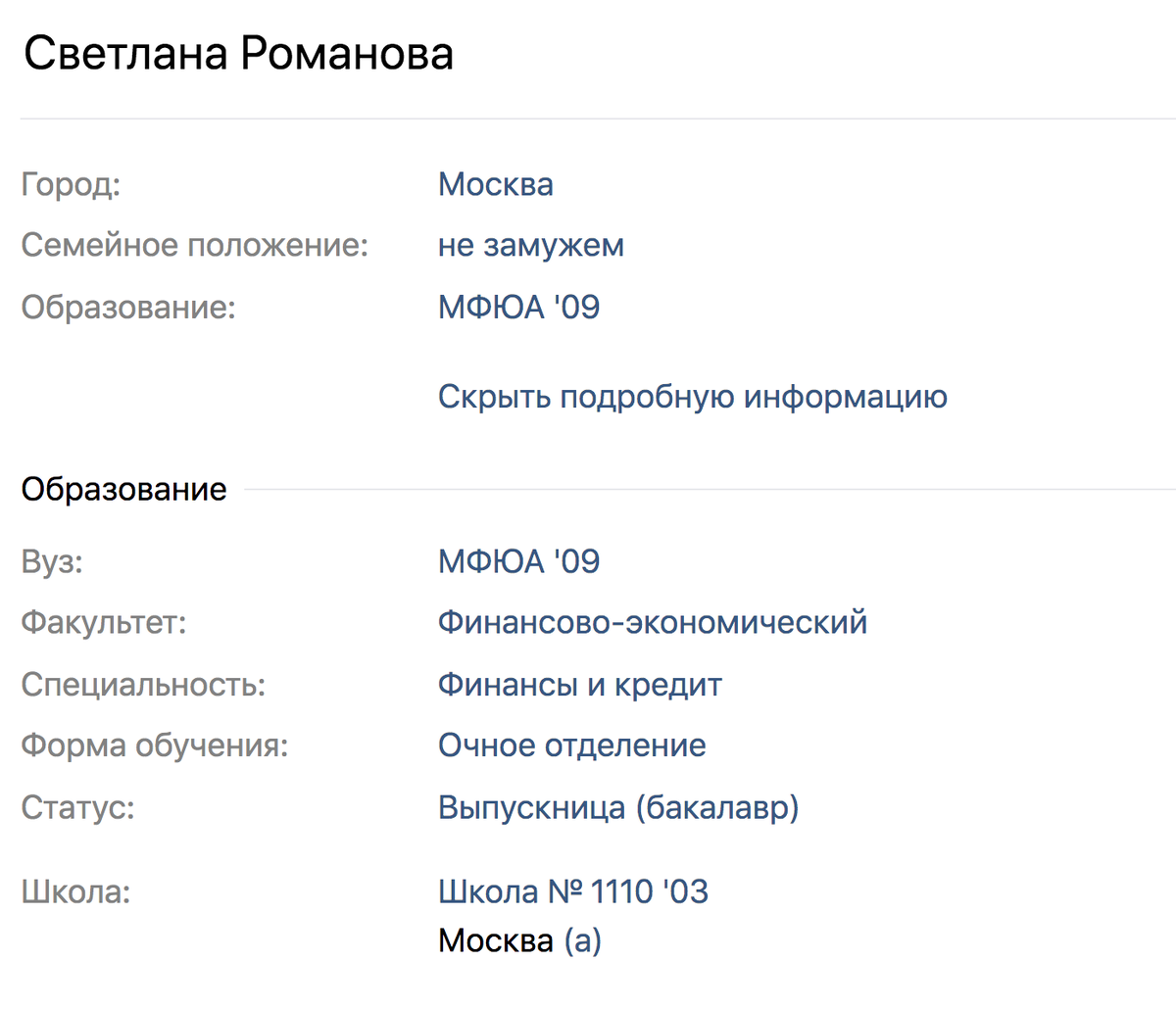  ЭТО ДАННЫЕ СВЕТЛАНЫ Романовой в вконтакте