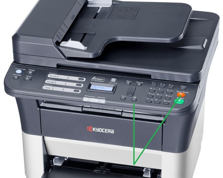 Сброс информации в МФУ Kyocera FS-1025mfp, Kyocera FS-1120mfp - кнопки [Стоп/Сброс] и [OK]