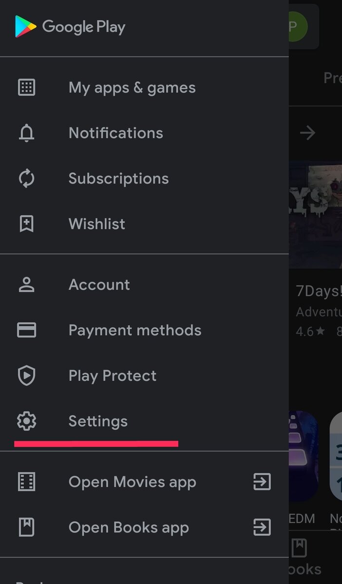 *Лёгким движением нажимаем по разделу Settings/Настройки*