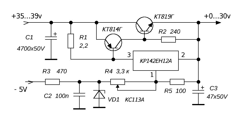 Схема: мощный «лабораторный» блок питания