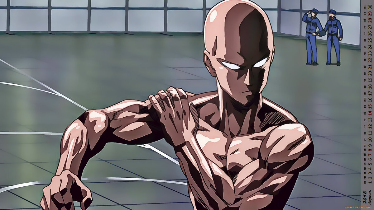 Лысый, худощавый парень среднего роста с довольно отточенным телосложением. По его же словам, волосы потерял внезапно, из-за чрезмерных нагрузок, которые его тело испытало в процессе тренировок для становления героем.