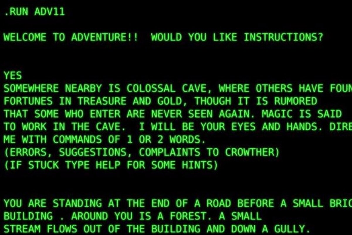 Colossal Cave Adventure считается одной из первых игр жанра Interactive fiction.