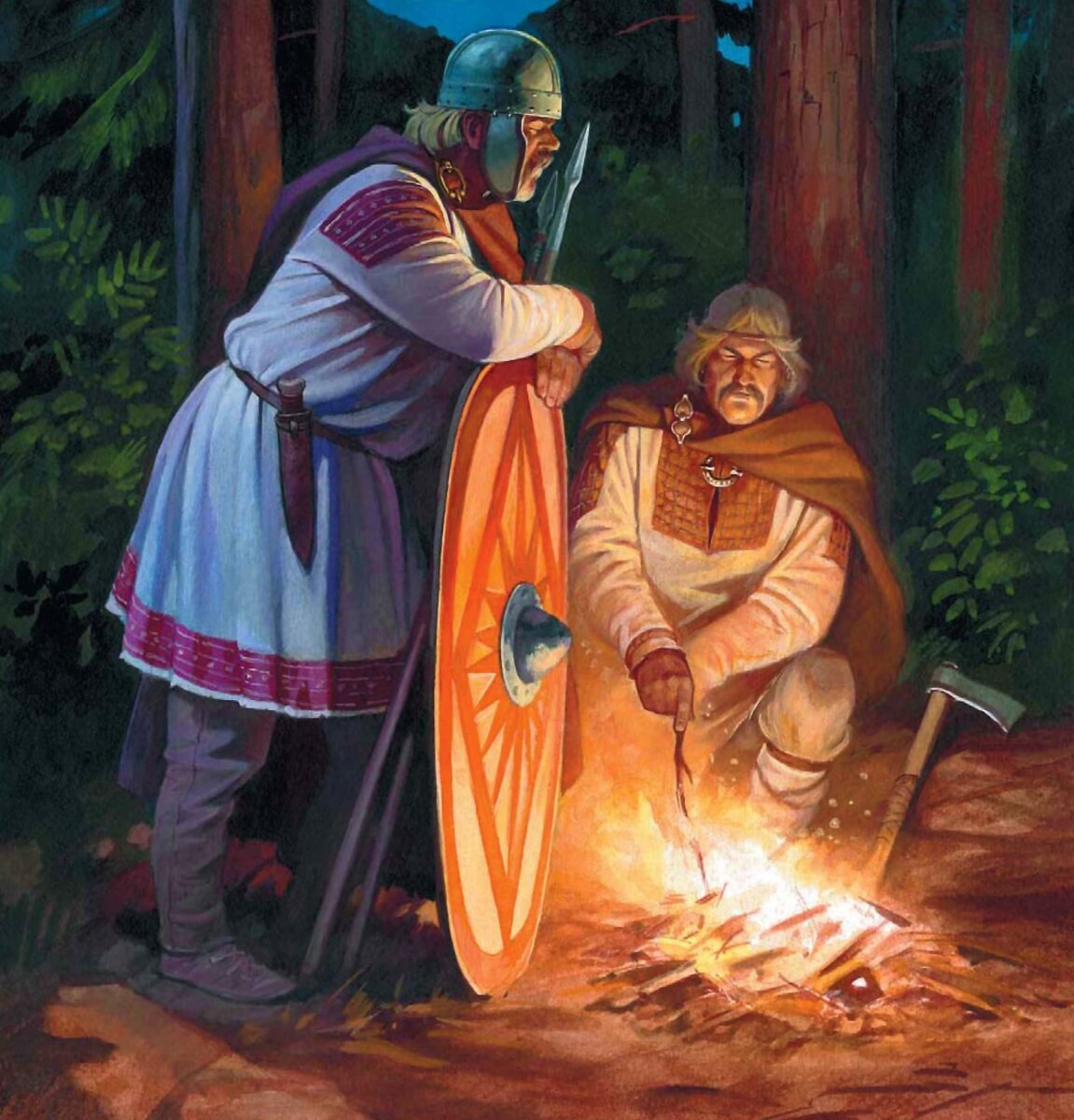 Славянские воины VII века н.э. в представлении художника Н. Зубкова. Кстати, есть и такое мнение: византийы изображали славян типичными «варварами» из-за укоренившихся традиций. А так-то — у них изначально была прослойка некой военной элиты. 