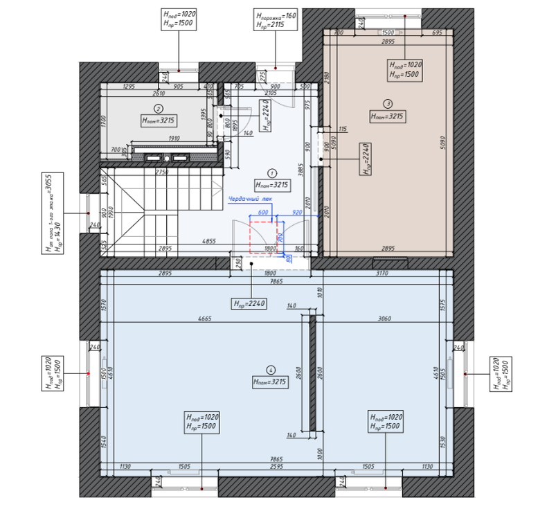 План второго этажа. Схема перепланировки дома.
