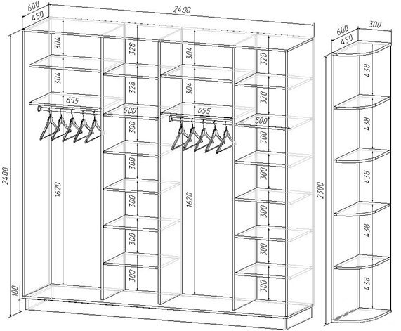 Шкафы-купе - чертежи, схемы и стандартные размеры - Техносервис Новокузнецк