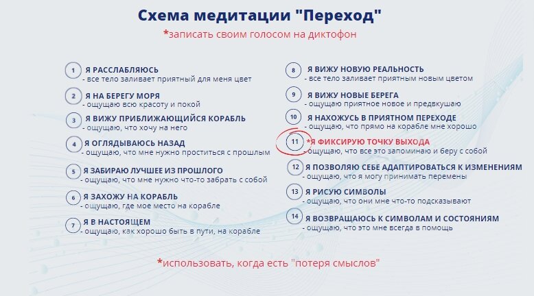 Алгоритм медитации "Переход" - запишите своим голосом и применяйте в состоянии "потеря смыслов"