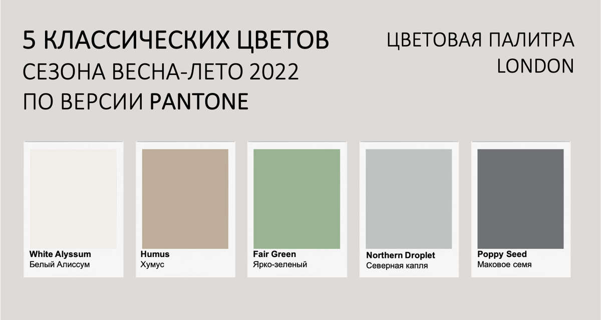 5 базовых цветов весна-лето 2022 по версии Pantone | цветовая палитра London