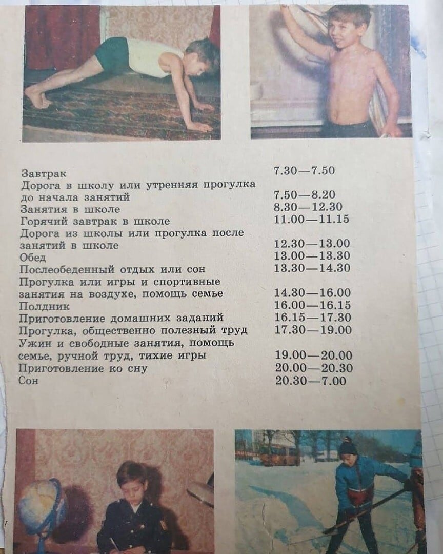 Распорядок дня советского школьника, 1980-е


